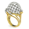 Once Upon A Diamond Ring Yellow Gold & Platinum Vintage Diamond Cluster Dome Ring 18K Platinum 7.00ctw
