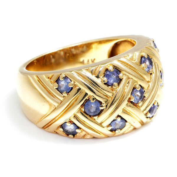 Round Amethyst Crosshatch Ring 14K Yellow Gold 0.55ctw - Image 3