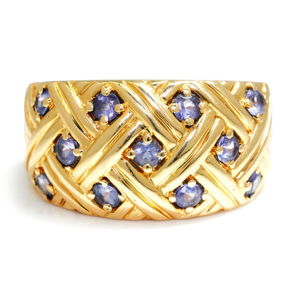 Round Amethyst Crosshatch Ring 14K Yellow Gold 0.55ctw - Image 2