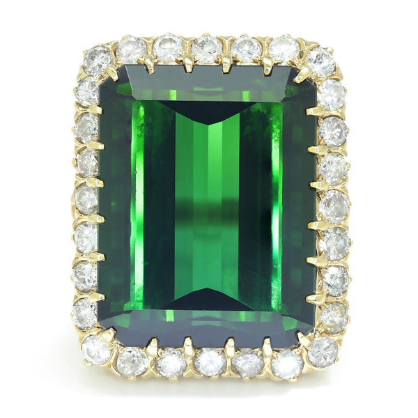 Vintage Certified Green Tourmaline & Diamond Ring 23.35ct - Image 2