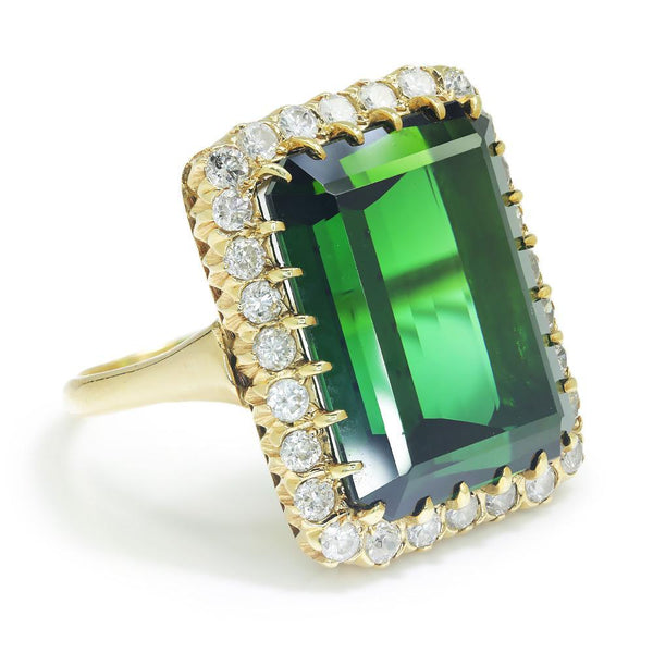 Vintage Certified Green Tourmaline & Diamond Ring 23.35ct - Image 3
