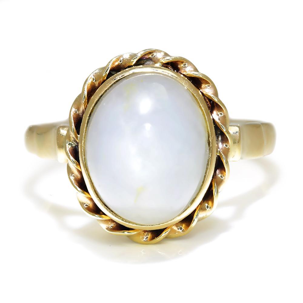 Once Upon A Diamond Ring Yellow Gold Vintage Certified No Heat Star Sapphire Solitaire Ring 14K 10.30ct