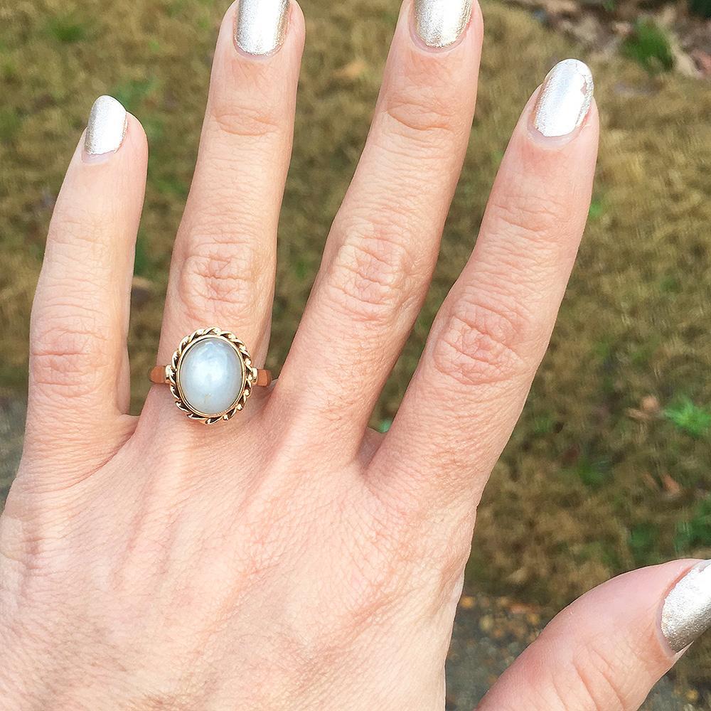 Once Upon A Diamond Ring Yellow Gold Vintage Certified No Heat Star Sapphire Solitaire Ring 14K 10.30ct