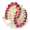 Once Upon A Diamond Ring Yellow Gold Vintage Ruby Swirl Cocktail Ring with Diamonds 18K 3.50ctw