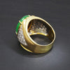 Once Upon A Diamond Ring Yellow & White Gold Vintage Oval Green Jade Ring with Diamonds 18K Gold 5.25ctw