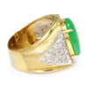 Once Upon A Diamond Ring Yellow & White Gold Vintage Oval Green Jade Ring with Diamonds 18K Gold 5.25ctw