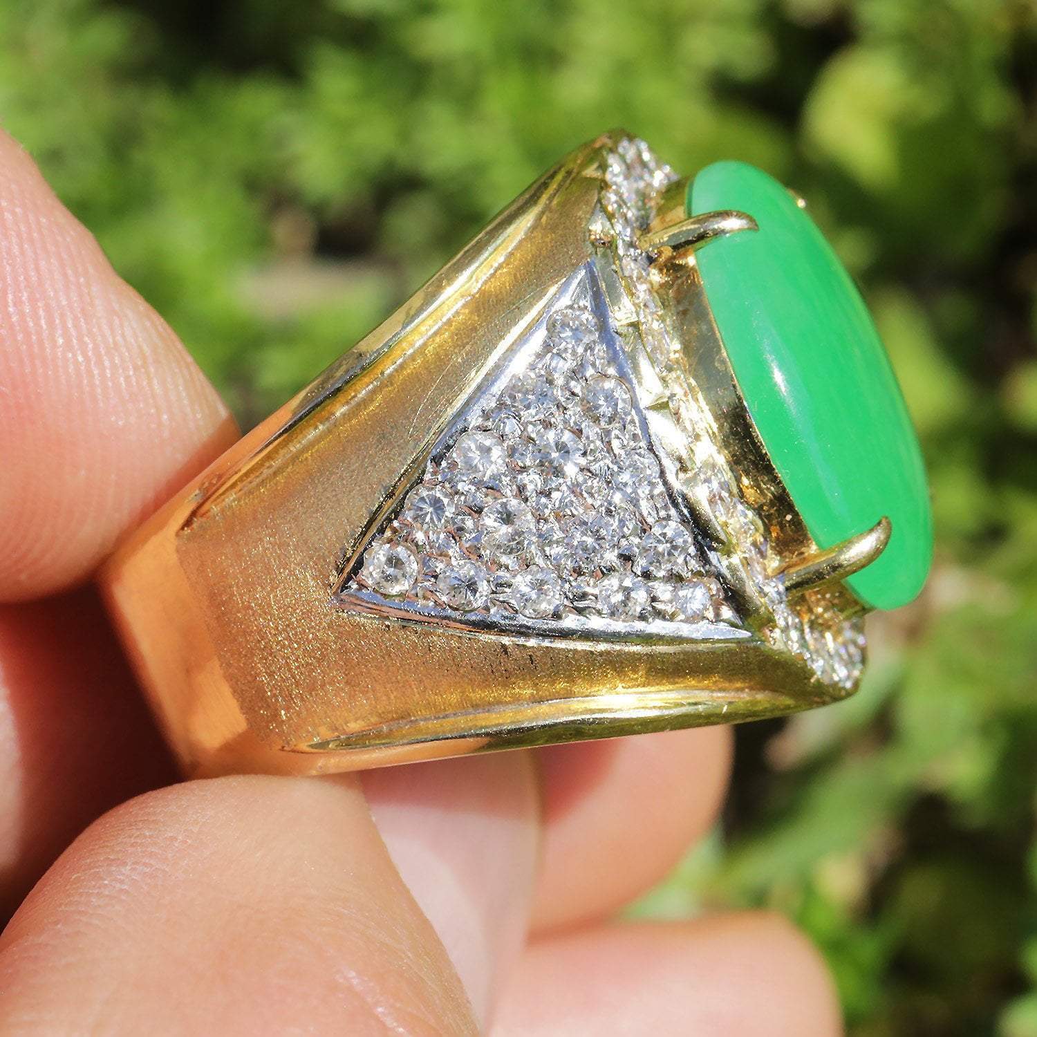 Jade Natural Stone Ring | Natural Green Jade Ring | Men Natural Stone Ring  - Natural - Aliexpress