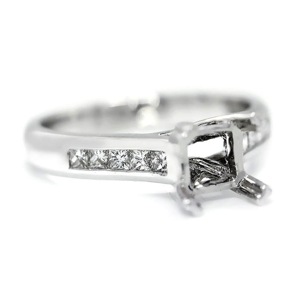 Princess Diamond Semi Mount Engagement Ring White Gold - Image 3