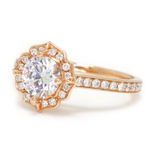 Noam Carver Halo Engagement Ring Semi-Mount Rose Gold - Image 2