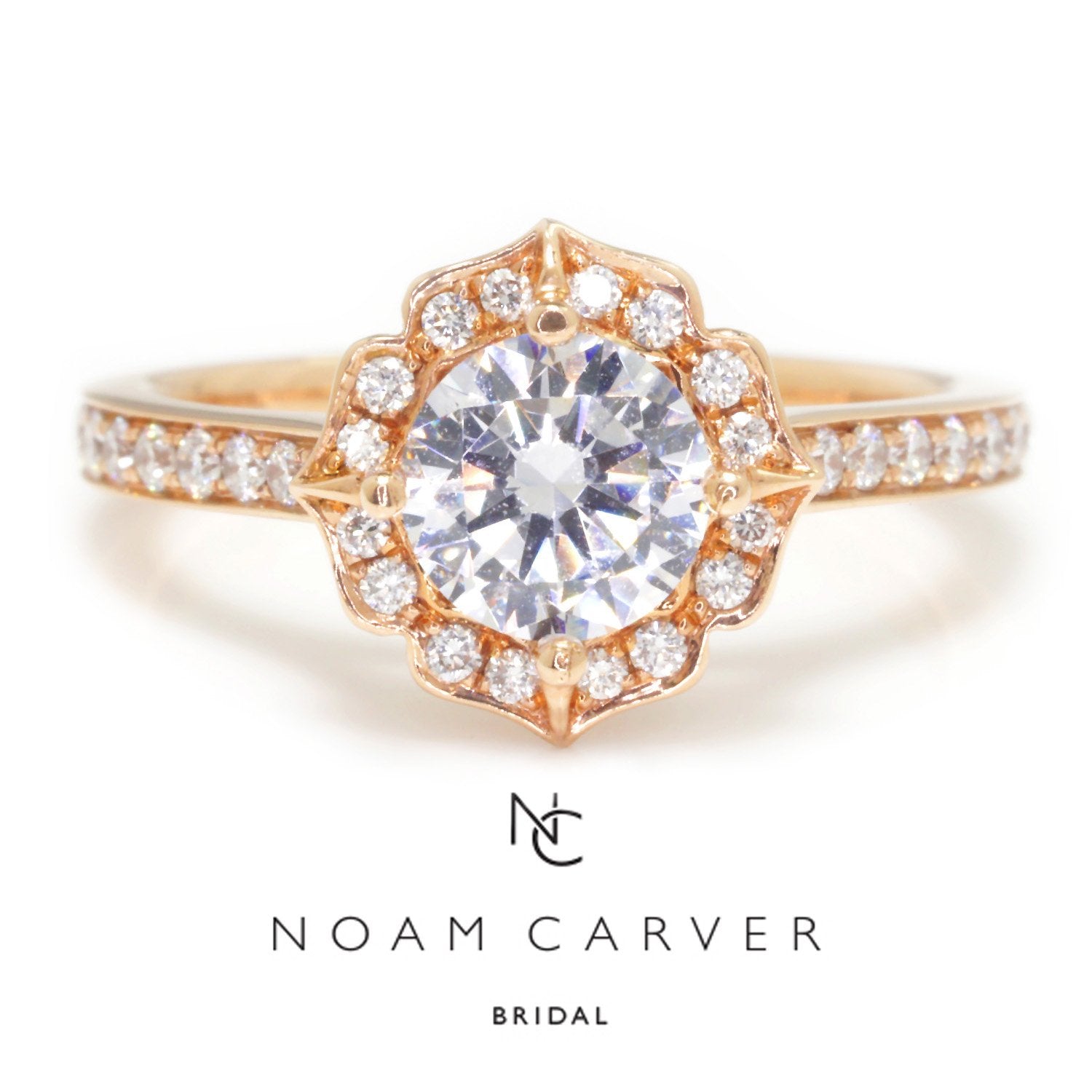 Noam Carver Halo Engagement Ring Semi-Mount Rose Gold