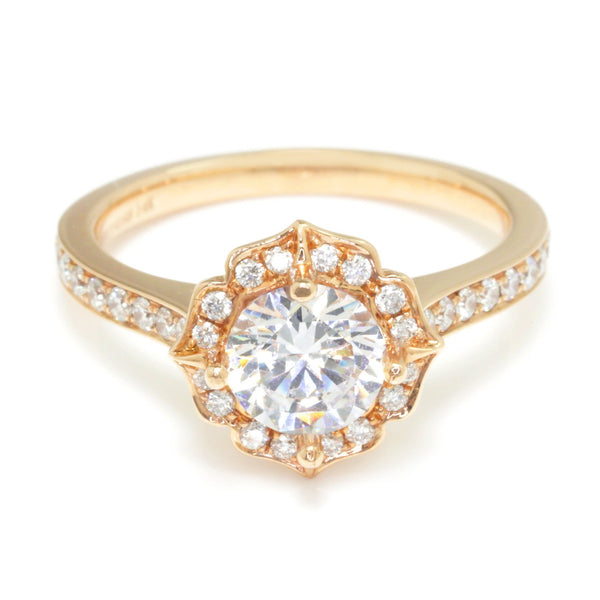 Noam Carver Halo Engagement Ring Semi-Mount Rose Gold - Image 3