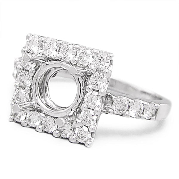Round Diamond Square Semi Mount Engagement Ring Setting - Image 2
