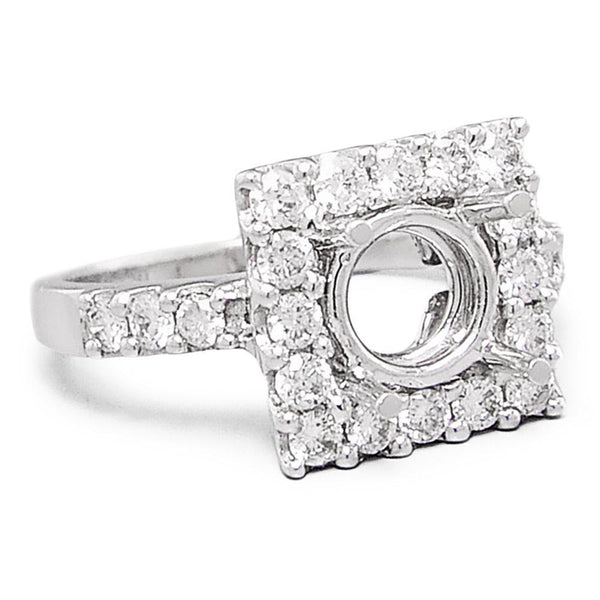 Round Diamond Square Semi Mount Engagement Ring Setting - Image 3