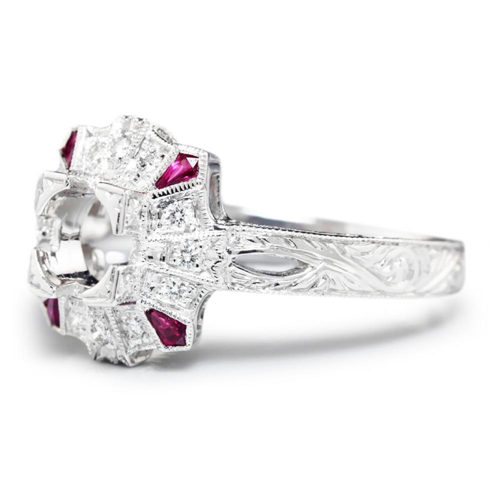 Once Upon A Diamond Semi Mount Ruby Semi Mount Ring Setting with Diamonds 18K
