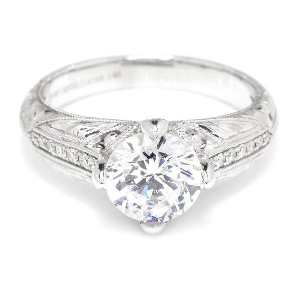 Noam Carver Engraved Engagement Ring Semi-Mount White Gold - Image 3