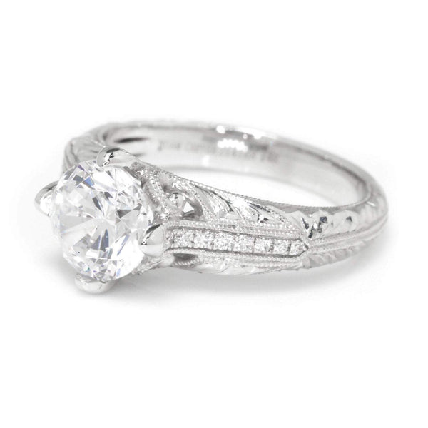 Noam Carver Engraved Engagement Ring Semi-Mount White Gold - Image 2