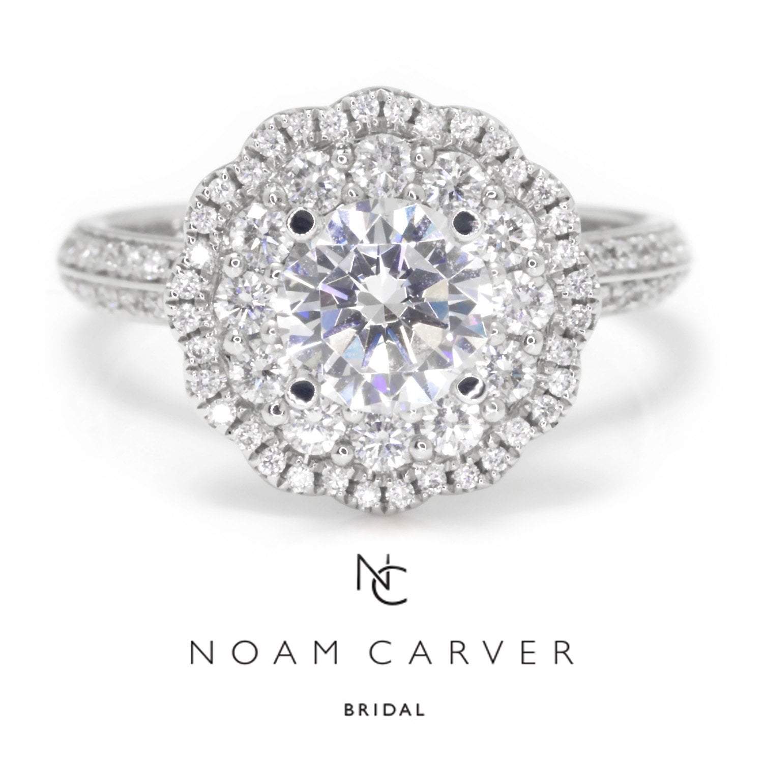 Noam Carver Halo Engagement Ring Semi-Mount White Gold