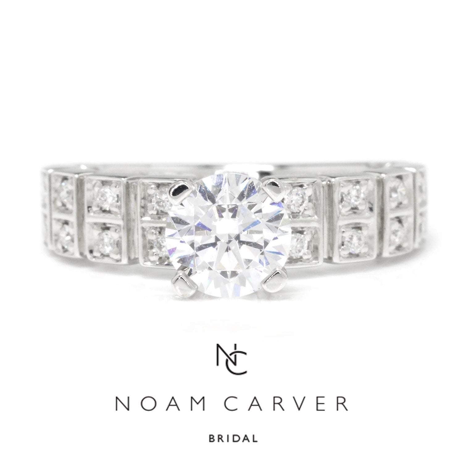 Noam Carver Wide Engagement Ring Semi-Mount White Gold