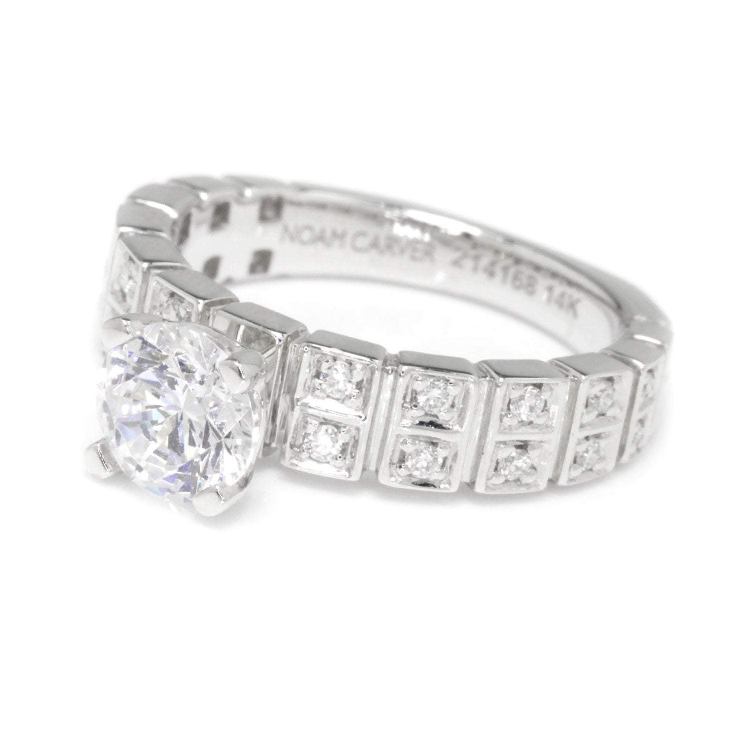 Noam Carver Wide Engagement Ring Semi-Mount White Gold
