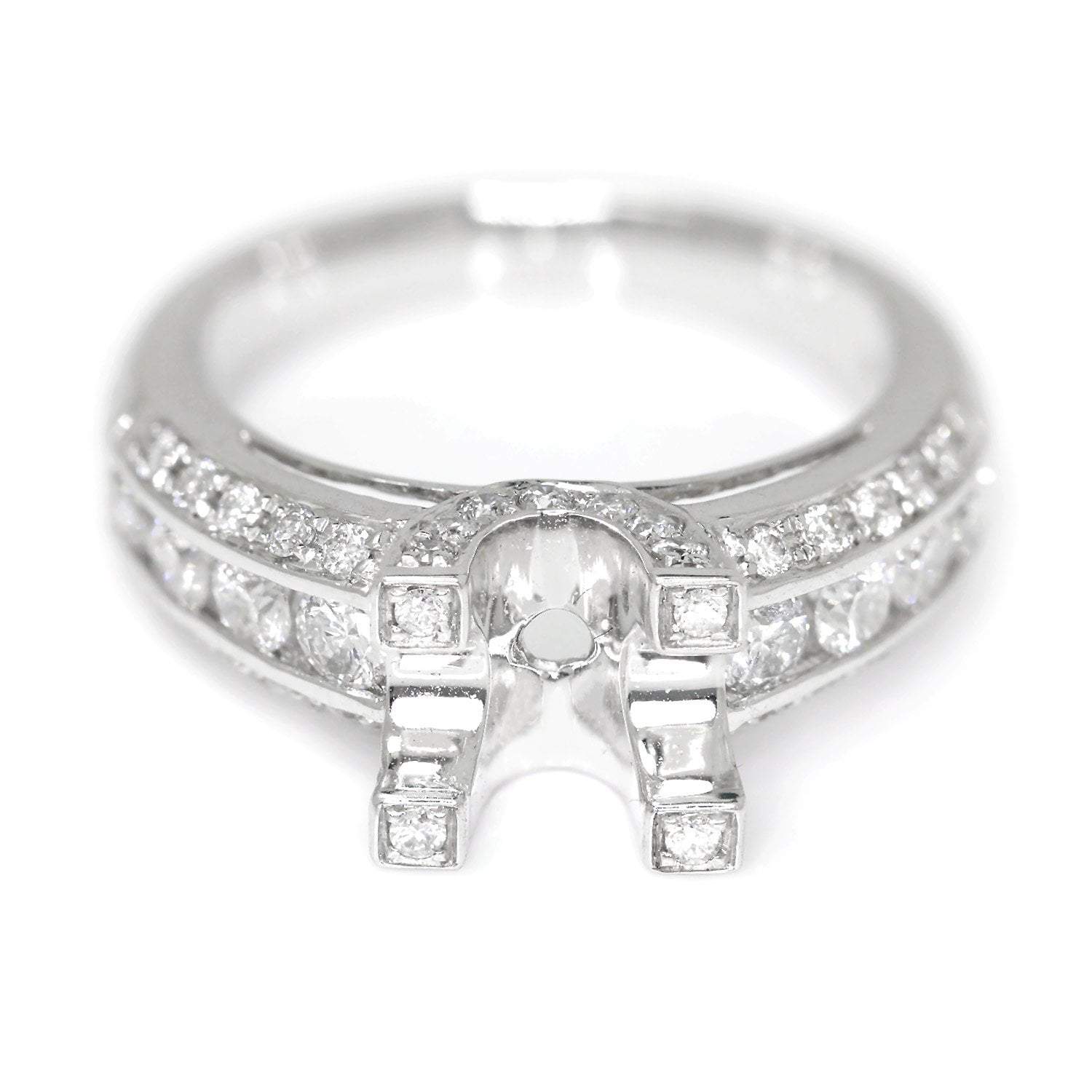 Round Diamond Engagement Ring Semi-Mount 18K White Gold