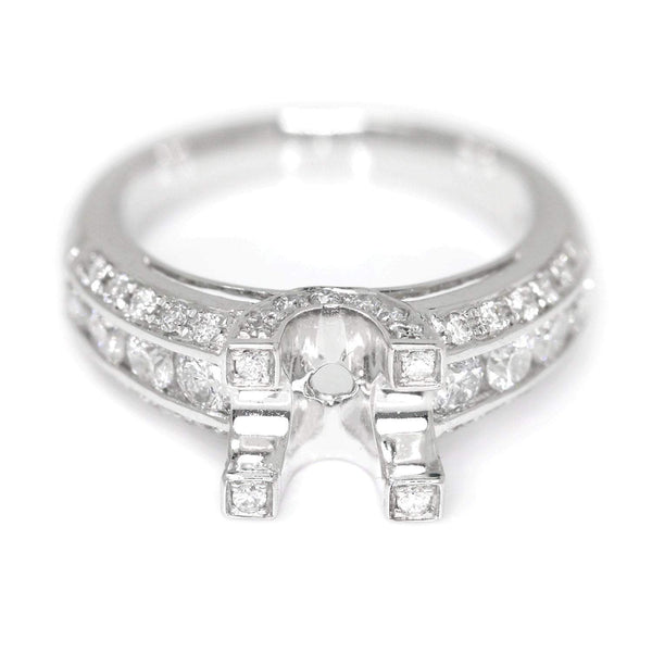 Round Diamond Engagement Ring Semi-Mount 18K White Gold - Image 2