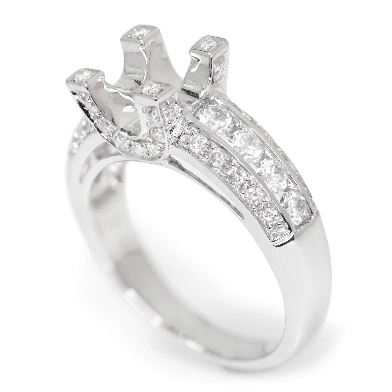 Round Diamond Engagement Ring Semi-Mount 18K White Gold