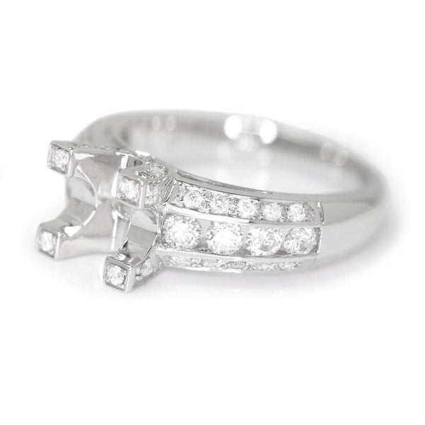 Round Diamond Engagement Ring Semi-Mount 18K White Gold - Image 3