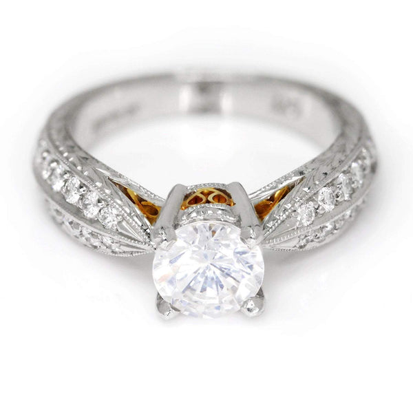 Round Diamond Tapered Engagement Ring Semi-Mount - Image 3