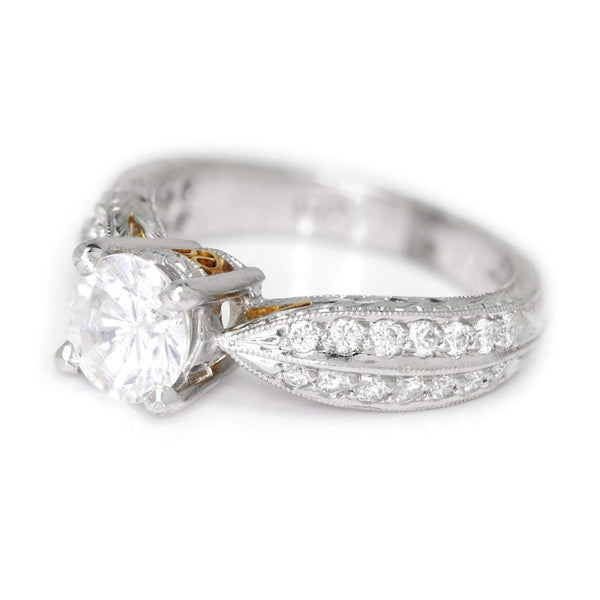 Round Diamond Tapered Engagement Ring Semi-Mount - Image 2
