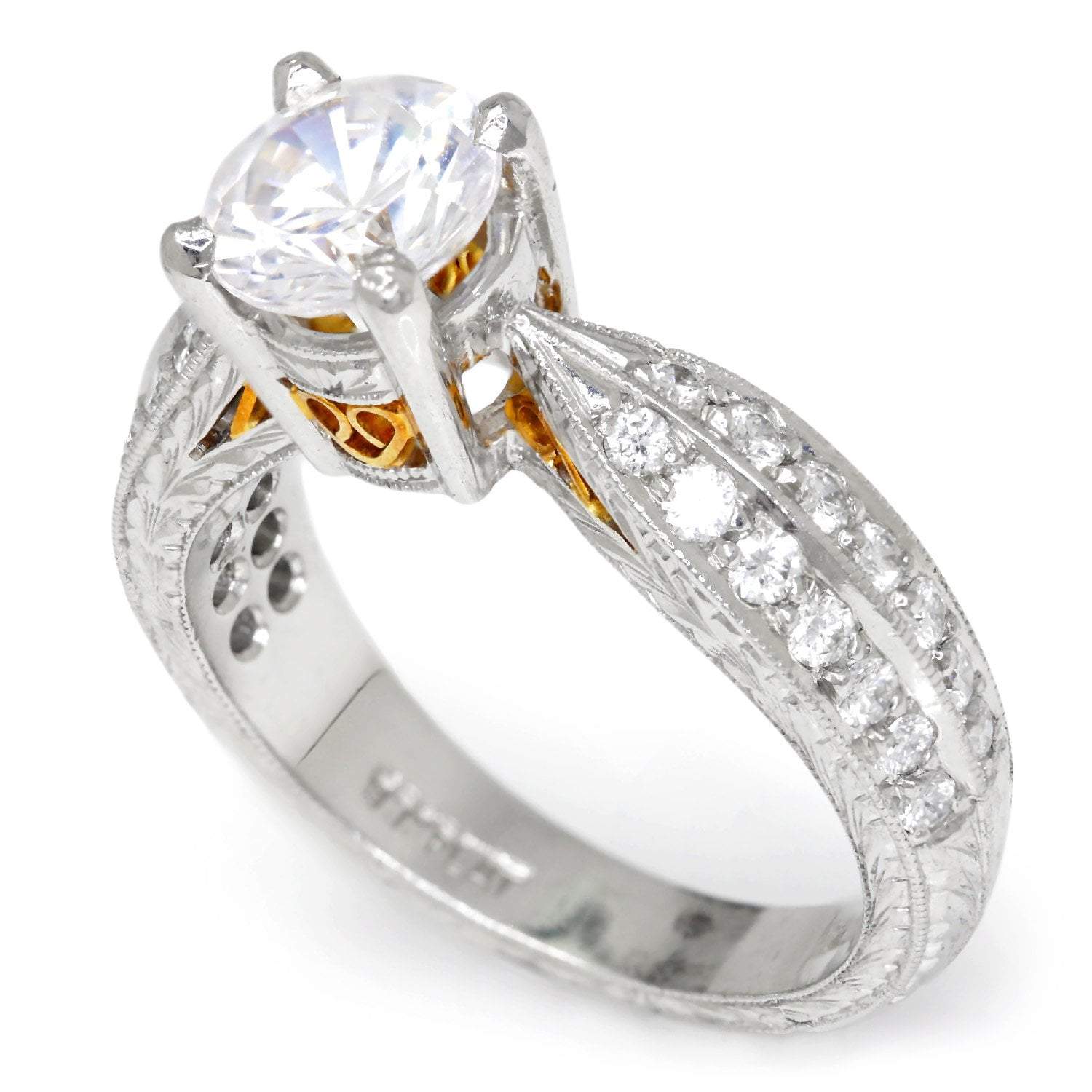 Round Diamond Tapered Engagement Ring Semi-Mount