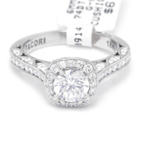 Tacori Classic Crescent Cushion Halo Engagement Ring Semi-Mount - Image 3