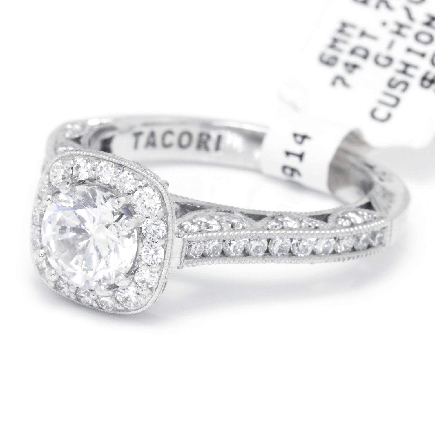 Tacori Classic Crescent Cushion Halo Engagement Ring Semi-Mount