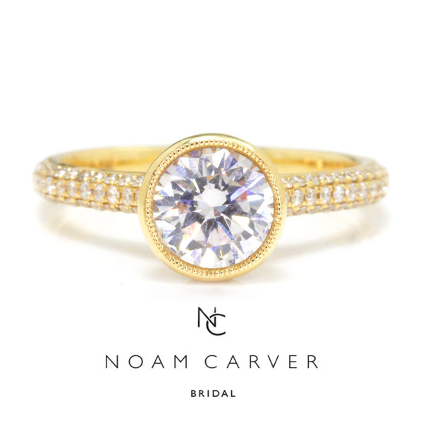 Noam Carver Bezel Set Engagement Ring Semi-Mount Yellow Gold