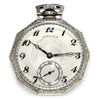 Once Upon A Diamond Watch Hamilton 14K Gold Filled Open Face Pocketwatch with Sterling Chain